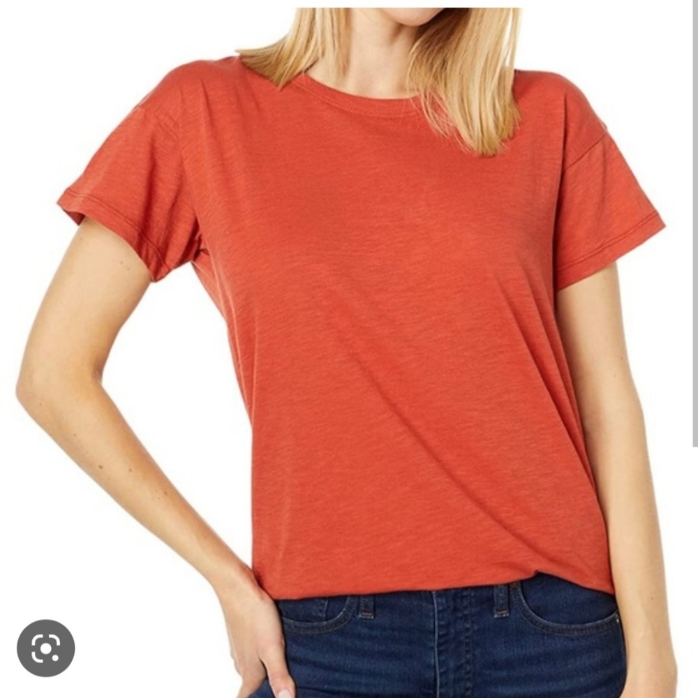 NWT Madewell Whisper Cotton Rib Crewneck Tee I'm Southwestern Clay, Size…